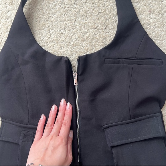 Zara Black Zip Vest - Size XS - Picture 2 of 3